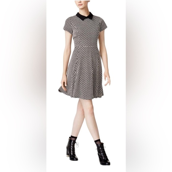 Maison Jules Antibes Black Combo Pointed Spread Collar Dress - Picture 1 of 12